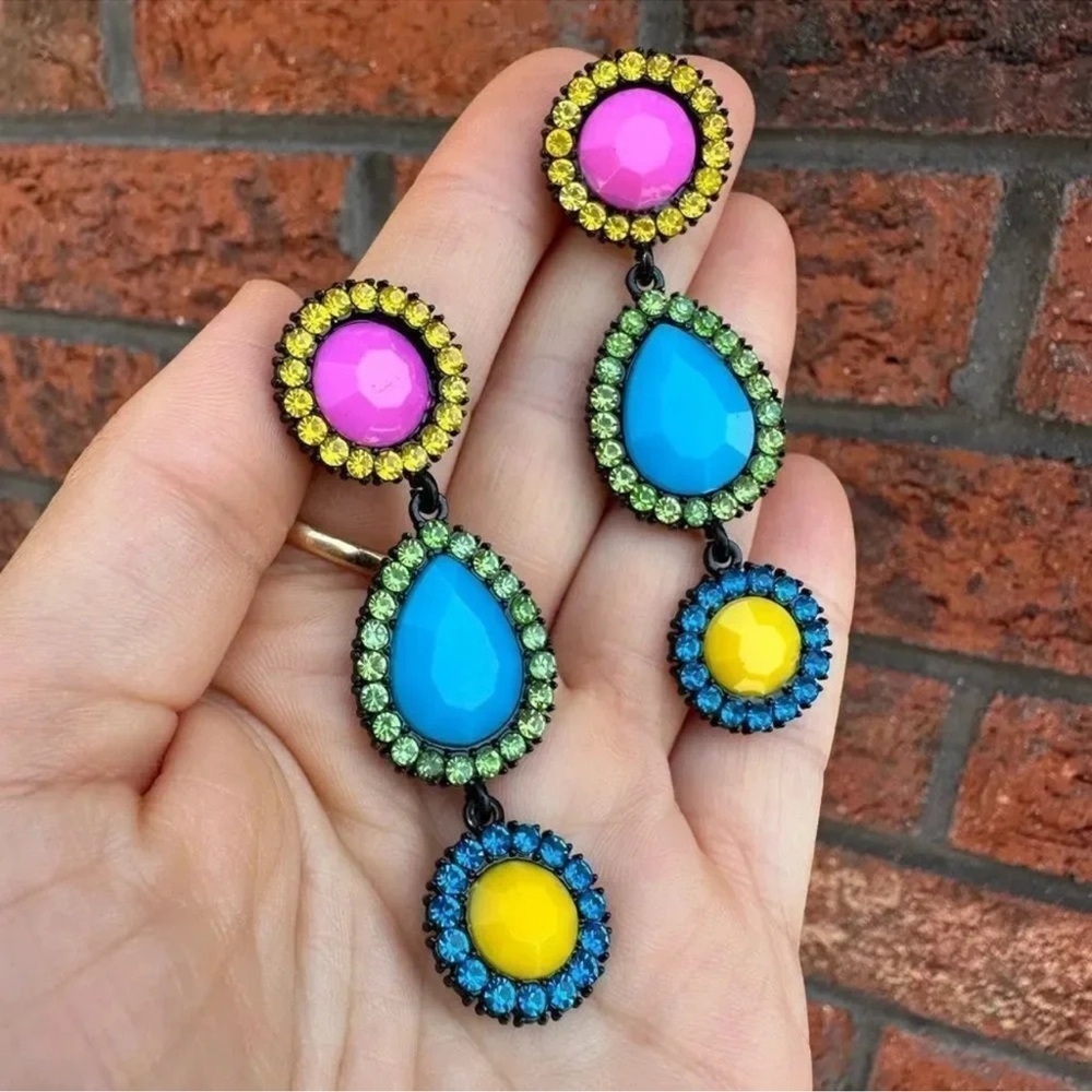 Multicolor Crystal Drop Earrings - Picture 5 of 5
